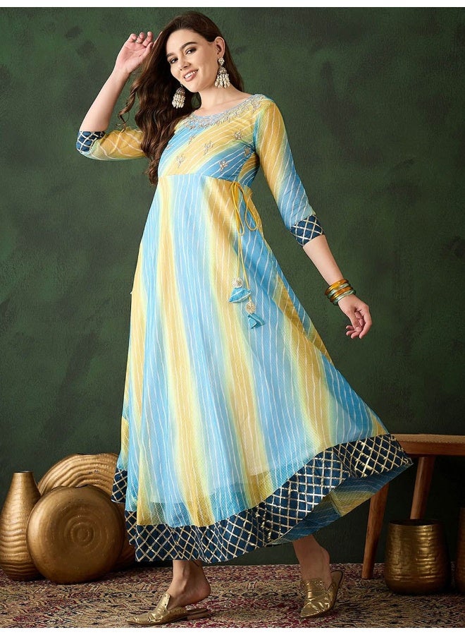 AKS Aqua Leheriya Floor length Maxi Dress  - Image 1