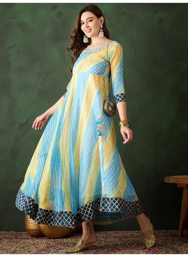 AKS Aqua Leheriya Floor length Maxi Dress  - Image 4