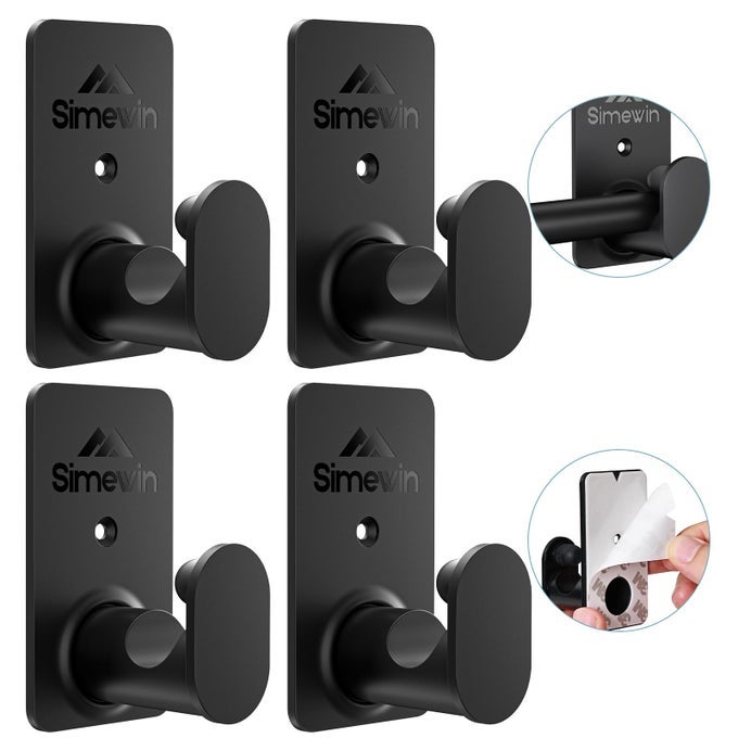 No Drill Curtain Rod Brackets No Drilling Curtain Rod HoldersUpgrade 3M Adhesive Renter Friendly Curtain Rod Hooks Nail Free Suitable for Poles 58 Inch 4Pcs Black