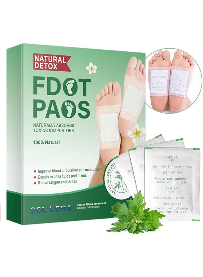 صول لورا 10 قطع من ملصقات القدم المساعدة في التنظيف والتطهير، ملصقات قدم عضوية طبيعية لإزالة السموم من الجسم، تعزيز الدورة الدموية وتخفيف الإجهاد الجسدي. - Image 1