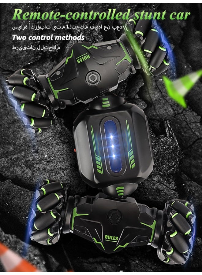سيارة سباق قابلة للتحويل يتم التحكم فيها عن بعد، مزودة بجهاز تحكم يدوي وجهاز تحكم عن بعد على شكل ساعة يدوية مزود بمستشعر للجاذبية. قابلة للتسلق على الطرق الوعرة بفضل إطارات مخصصة للتكيف مع مختلف التضاريس. قيادة ثنائية الوضع مع مصابيح أمامية مبهرة. - Image 4