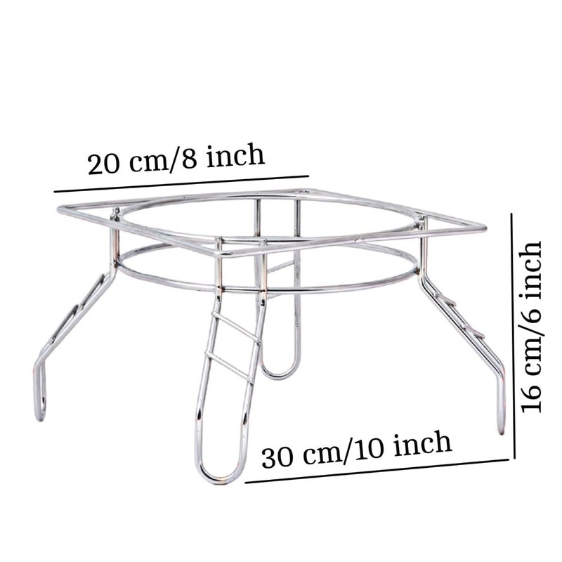 GLOCY Matka stand for Water Pot Pot stand for Kitchen Modern Kitchen Accessory Multipurpose Kitchen Stand Heavy Stainless Steel Matka Stand Plant Containers Space Saving Pot RackSilver - Image 2