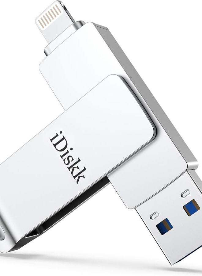 iDiskk App*le Mfi Certified 128GB Photo Storage Stick iPhone USB Storage Flash Drive for iPhone USB Flash Drives Photo Saver FlashDrive for Mac,iPad,PC Thumb Drive for iPhone Photos Videos Auto Backup - Image 1