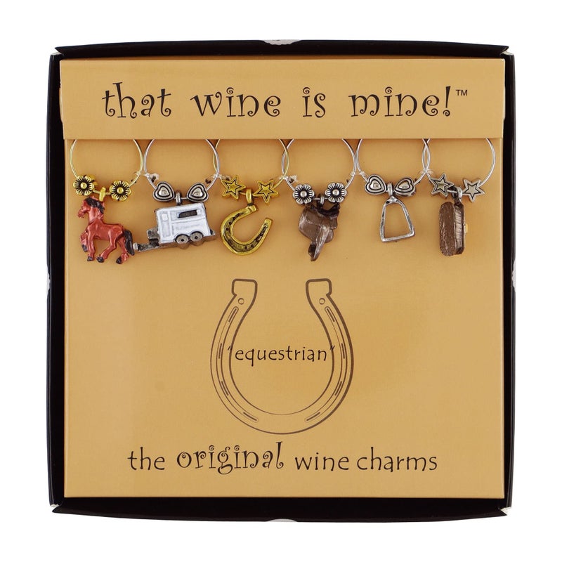 Wine Things Equestrian Wine Charms Zinc Alloy Wine Glass Tags for Stem Glasses Drink Markers Identifiers for Parties Tastings and Entertaining Multicolor Set of 6