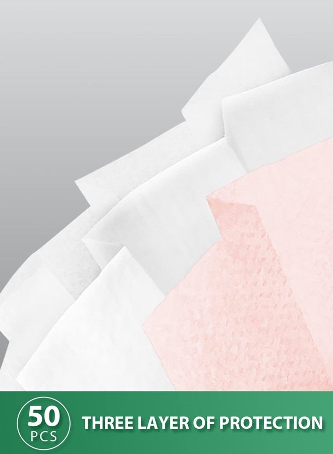 FriCARE Disposable Masks Made in USA 3 Ply by ECOGUARD, Pink Face Mask for Women Protection, Brearhable Comfortable 50 Pack - Image 5