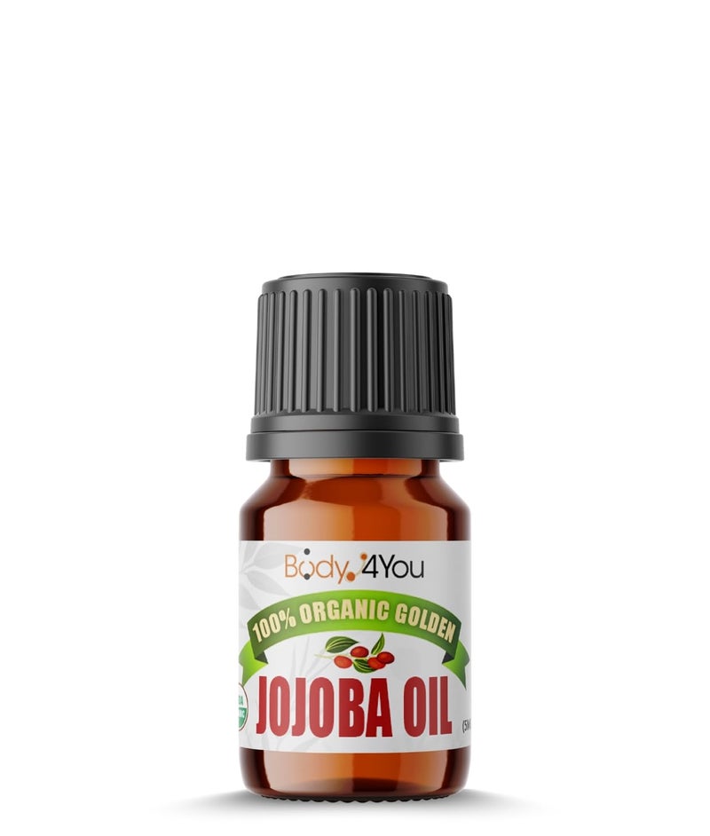 زيت الجوجوبا العضوي 100% من USDA للعناية بعد الثقب - قياسات الأذن الممدودة، التراجي، الأنف، الحاجز، الشفاه، السرة - مرطب طبيعي للبشرة - شمع نقي غير مكرر - 0.17 أونصة سائلة