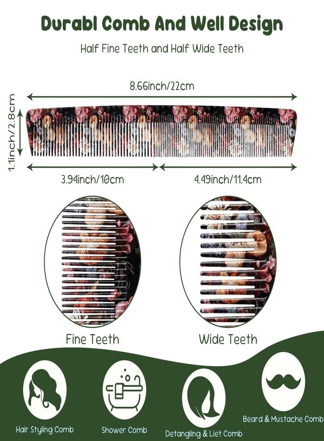 GABraden 2PCS Fine Tooth Comb,Fine Tooth & Wide Tooth Comb for Daily Hair Styling,Cute Handleless Design,Styling Comb for Long Short Hair,Suitable for Women,Men & Girls (13-Flowers Daisy) - Image 2
