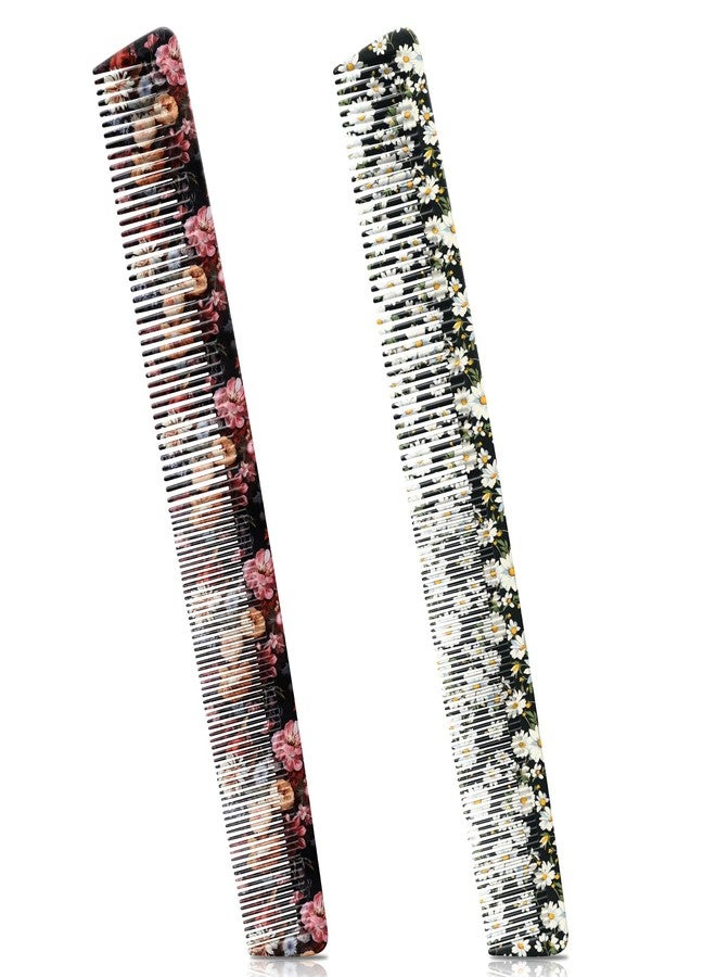 GABraden 2PCS Fine Tooth Comb,Fine Tooth & Wide Tooth Comb for Daily Hair Styling,Cute Handleless Design,Styling Comb for Long Short Hair,Suitable for Women,Men & Girls (13-Flowers Daisy) - Image 1
