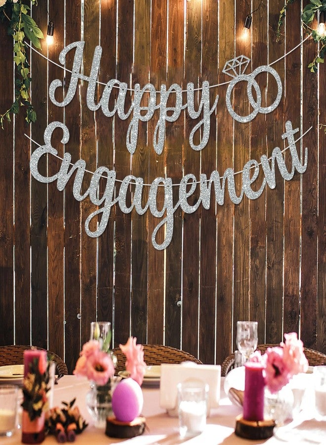 بيشيدا لافتة "خطوبة سعيدة" لامعة من بيشيدا - لا تحتاج إلى تركيب يدوي، زينة لحفلات الخطوبة، لافتة إكليل العروس، لوازم حفلات الزفاف (فضي) - Image 5