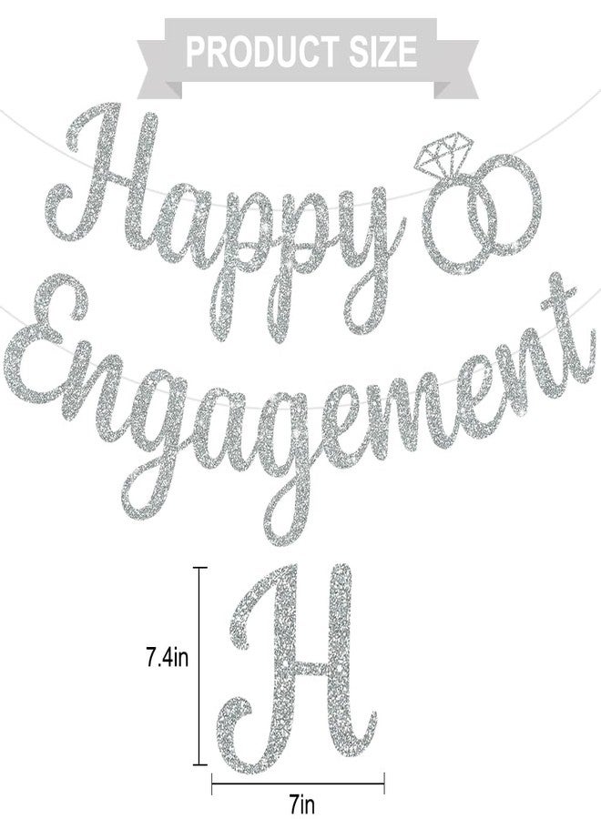 بيشيدا لافتة "خطوبة سعيدة" لامعة من بيشيدا - لا تحتاج إلى تركيب يدوي، زينة لحفلات الخطوبة، لافتة إكليل العروس، لوازم حفلات الزفاف (فضي) - Image 2
