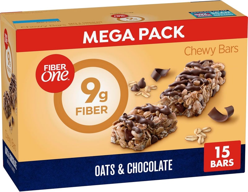 Fiber One Chewy Bars, Oats and Chocolate, Mega Pack, 15 Count, 21.2 oz - Image 1