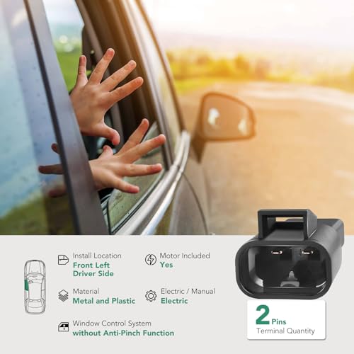 YHTAUTO Front Driver Side Power Window Regulator with 2-Pin Motor Assembly Compatible with Chevrolet Impala 2006-2013 3.5L 3.6L 3.9L 5.3L, Impala Limited 2014-2016 3.6L, Sedan - Image 3