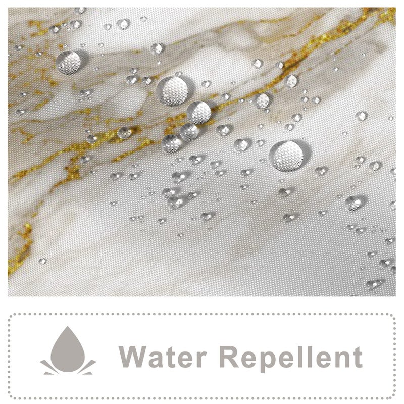 AWERT Abstract Minimalism White and Gold Ink Art Marble Shower Curtain for Bathroom Modern High Definition Printing Waterproof Shower Curtain with Hooks Bathroom Decor 72x72inch - Image 4