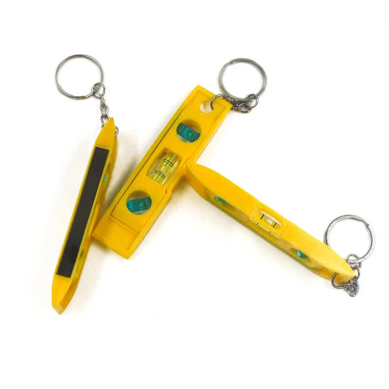 Yellow Keychain Spirit Level Ruler Tiny Water Bubble Measuring Tool - Image 1