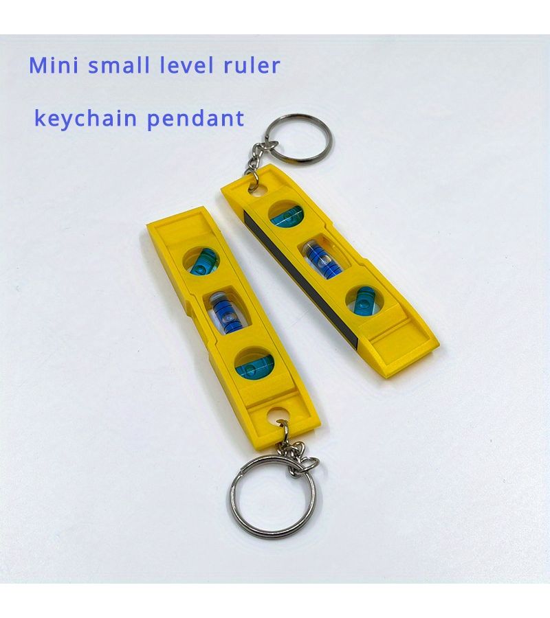 Yellow Keychain Spirit Level Ruler Tiny Water Bubble Measuring Tool - Image 2