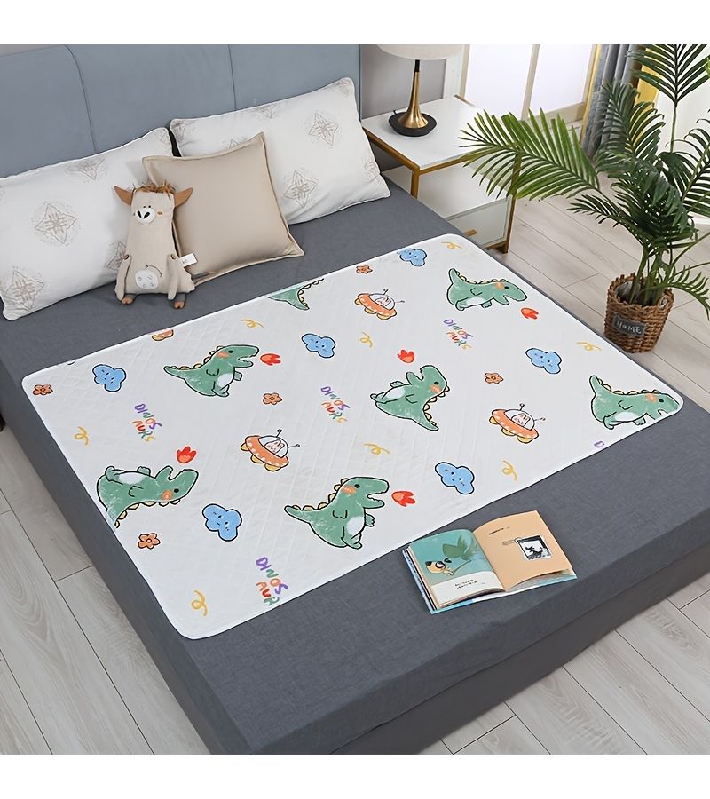 Fresh Blue Base with Small Floral Pattern 80x120 cm Washable Mattress Protector Pad Reusable Incontinence Pad for Women Menstrual Care Nighttime Leak Protection Pet Protection Thoughtful Holiday Gift for Partner - Image 2