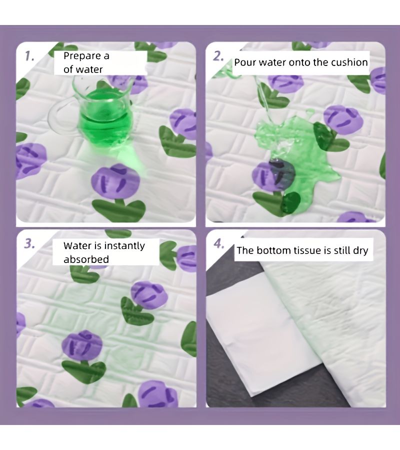Fresh Blue Base with Small Floral Pattern 80x120 cm Washable Mattress Protector Pad Reusable Incontinence Pad for Women Menstrual Care Nighttime Leak Protection Pet Protection Thoughtful Holiday Gift for Partner - Image 5