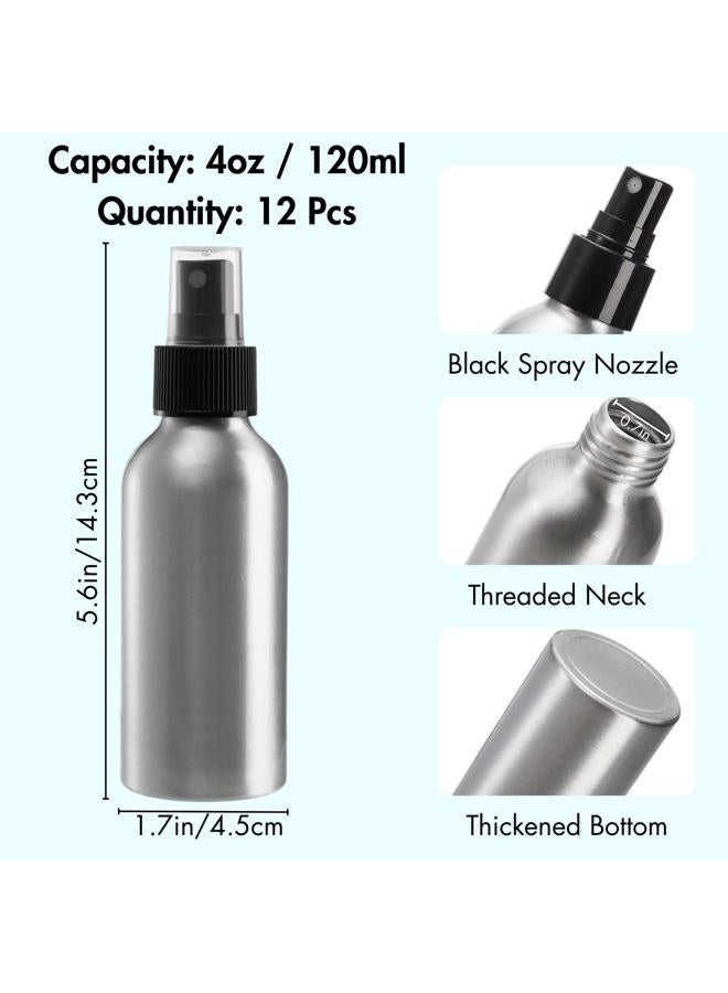 YOUEON 12 Pack 120 ml Fine Mist Spray Bottles Refillable Aluminum Empty Spray Bottle Reusable Bottles for Travel, Cosmetic Perfume, Toner, Face Spray, Essential Oil Storage - Image 2
