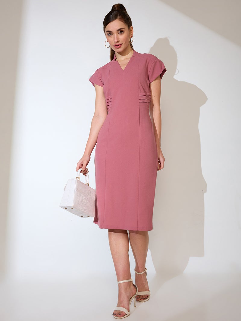 globus Globus Women V-Neck Cap Sleeves Sheath Midi Workwear Dress  - Image 1