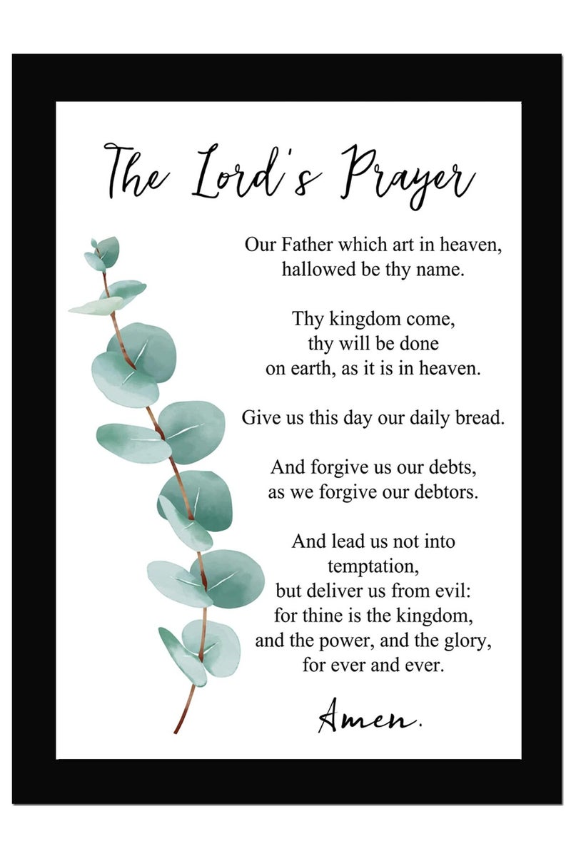 AR Creative The Lords Prayer - Leaves Printed, Bible Verse Wall Photo Framed Wall Poster, Bible Quotes Print with Frame, Home (13.6 inch x 10.2 inch) Multicolor - Image 1