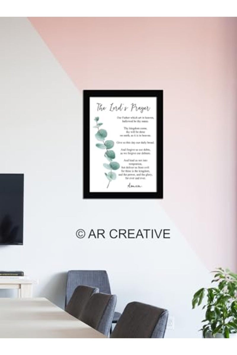 AR Creative The Lords Prayer - Leaves Printed, Bible Verse Wall Photo Framed Wall Poster, Bible Quotes Print with Frame, Home (13.6 inch x 10.2 inch) Multicolor - Image 2