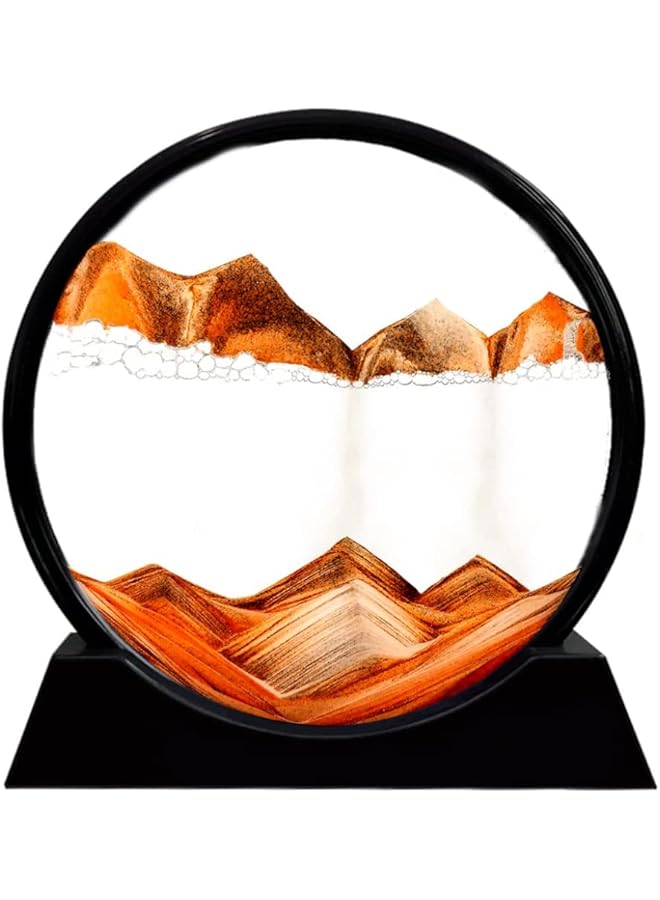 erorex Moving Sand Art Picture Round Glass Frame Sandscapes Fl Sand Frame 3D Deep Sea Display In Motion Dynamic Fl Grit Photo Hourglass Desktop Art Toys For Home Decor And Office Yellow 7In - Image 1