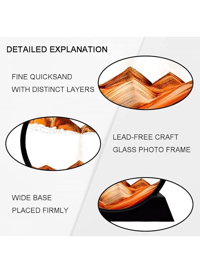 erorex Moving Sand Art Picture Round Glass Frame Sandscapes Fl Sand Frame 3D Deep Sea Display In Motion Dynamic Fl Grit Photo Hourglass Desktop Art Toys For Home Decor And Office Yellow 7In - Image 2