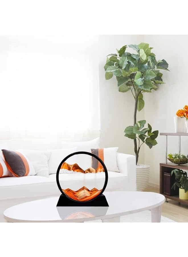 erorex Moving Sand Art Picture Round Glass Frame Sandscapes Fl Sand Frame 3D Deep Sea Display In Motion Dynamic Fl Grit Photo Hourglass Desktop Art Toys For Home Decor And Office Yellow 7In - Image 5