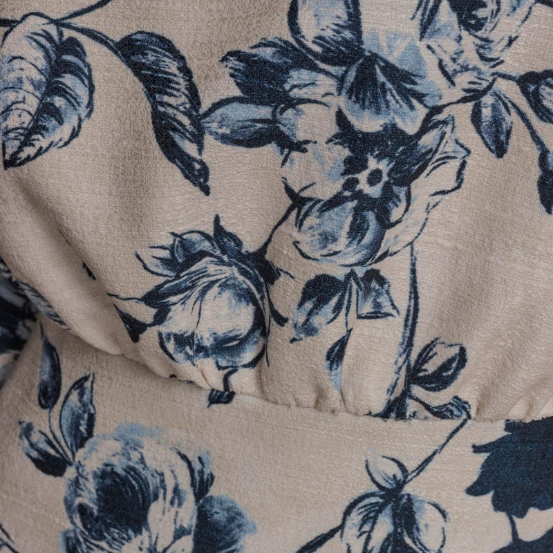 BCBG Women's Long Sleeve High Neck Blouson A-line Mini Dress, City Indigo Multi - Image 3