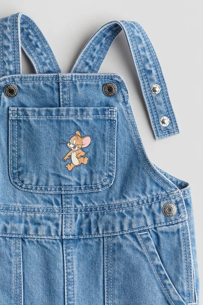 H&M Printed denim dungarees