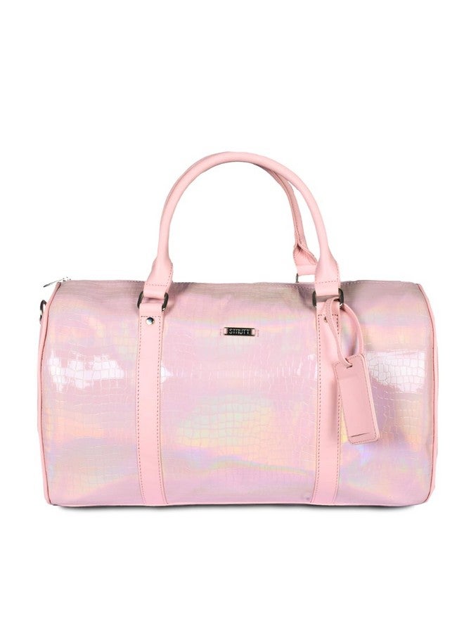 STRUTT Premium Pink Leatherette Duffel Bag for Travel for Women Ii Spacious Ii Lightweight Weekender Ii Perfect Gym Bag for Women, 22 cm - Image 1