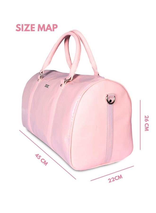 STRUTT Premium Pink Leatherette Duffel Bag for Travel for Women Ii Spacious Ii Lightweight Weekender Ii Perfect Gym Bag for Women, 22 cm - Image 3