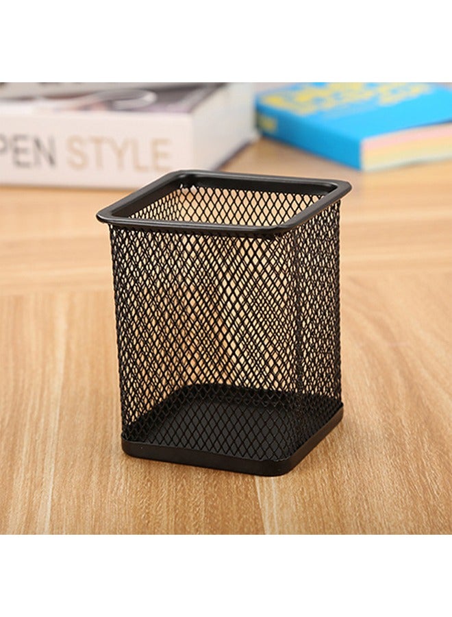 Simple Metal Grid Pen Container Small Fresh Student Stationery Office Supplies Desktop Storage Bucket - Image 1