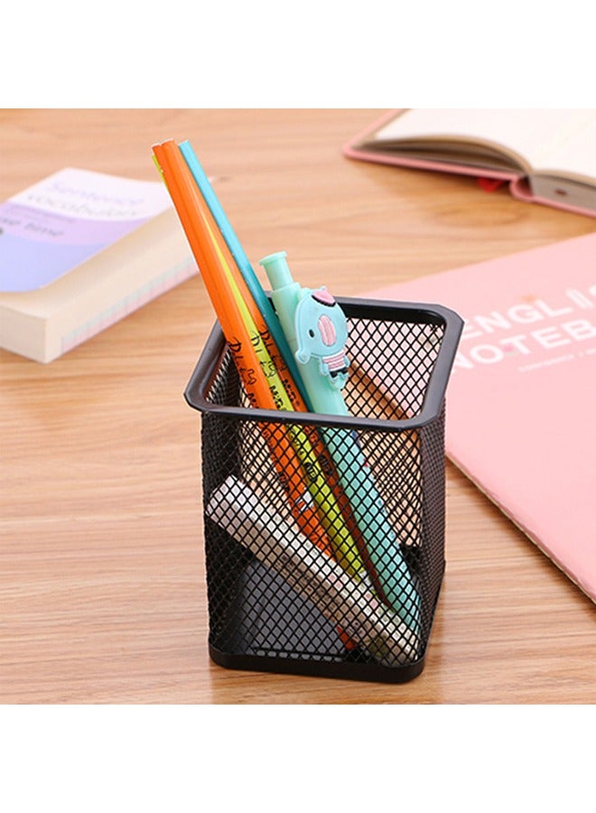 Simple Metal Grid Pen Container Small Fresh Student Stationery Office Supplies Desktop Storage Bucket - Image 2