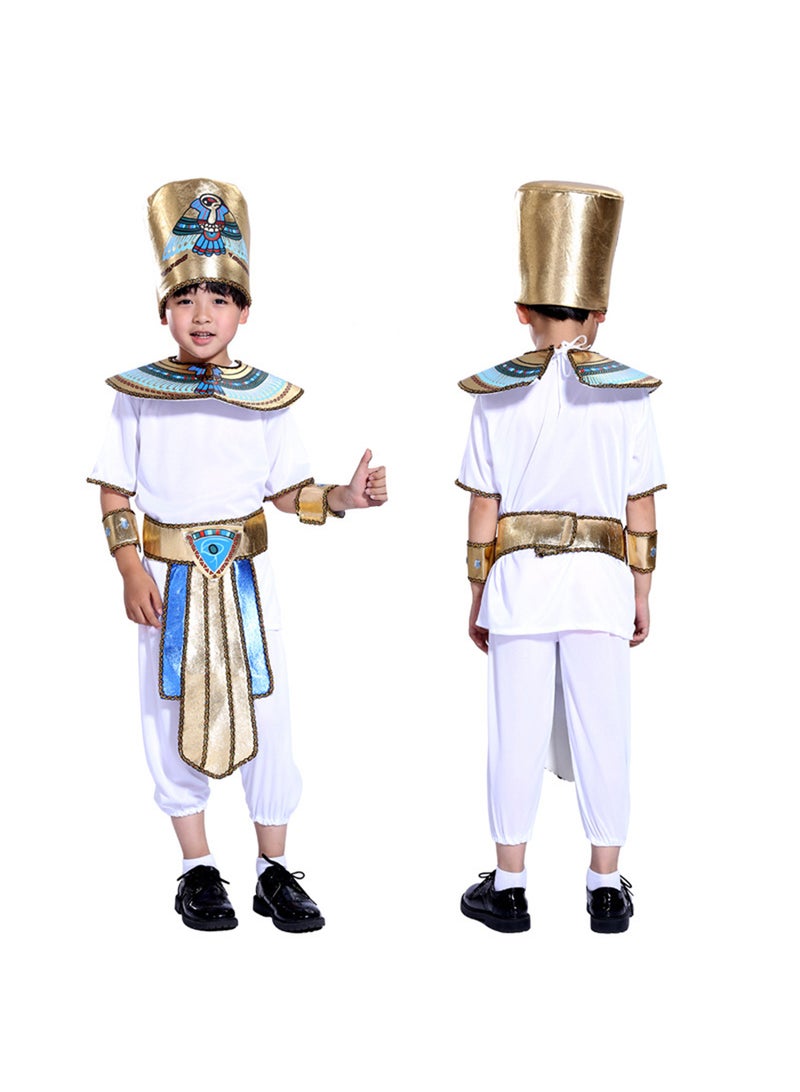 5 Piece set Boy Ancient Egypt Egyptian Pharaoh Cleopatra Prince Cosplay Costume For Kids Carnival party With Accessories  - Image 1