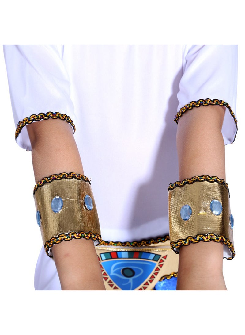 5 Piece set Boy Ancient Egypt Egyptian Pharaoh Cleopatra Prince Cosplay Costume For Kids Carnival party With Accessories  - Image 3