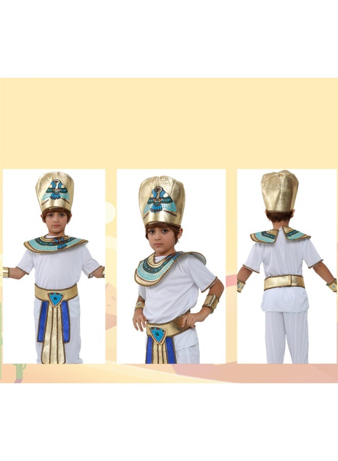 5 Piece set Boy Ancient Egypt Egyptian Pharaoh Cleopatra Prince Cosplay Costume For Kids Carnival party With Accessories - Image 5