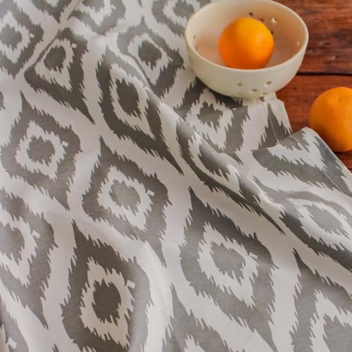 THE YARD HOUSE Wipeable & Anti-Slip Cotton Table Cover - Grey Ikat Inspired, 8 Seater (150Cm X 250Cm) | Protects Against Spills & Scratches | Family Dining, Party, Gifting - Image 5