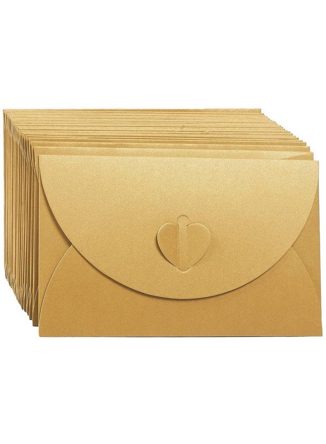 Juvale 24 Pack Golden Craft Photo Gift Envelopes With Heart Clasps, With White Paper Postcard Inside, 6.8 X 4.3 Inches - Image 1