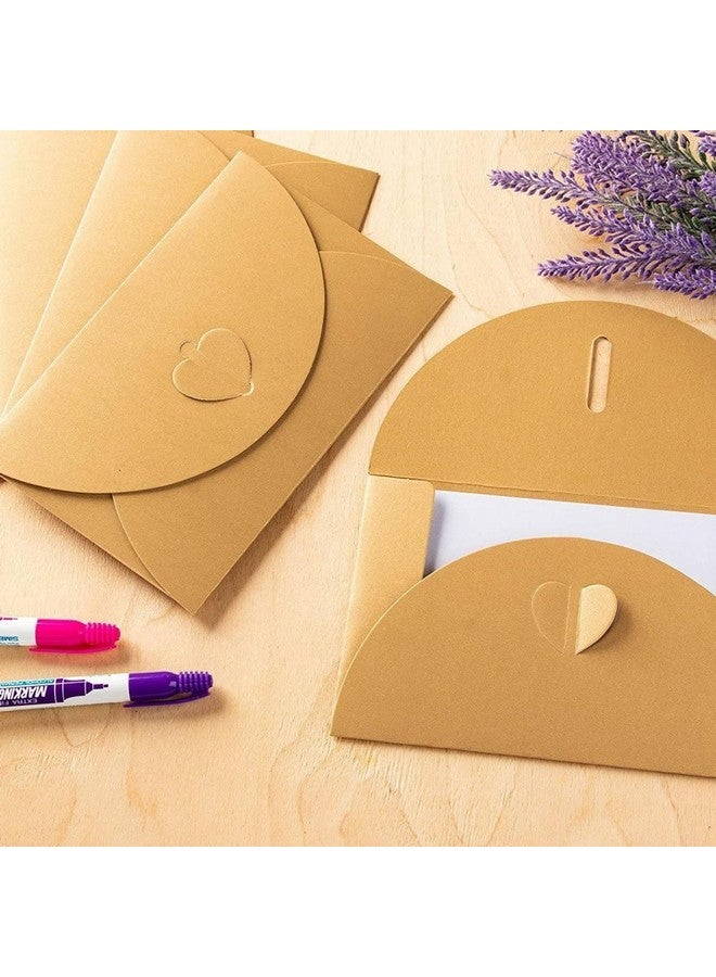 Juvale 24 Pack Golden Craft Photo Gift Envelopes With Heart Clasps, With White Paper Postcard Inside, 6.8 X 4.3 Inches - Image 2