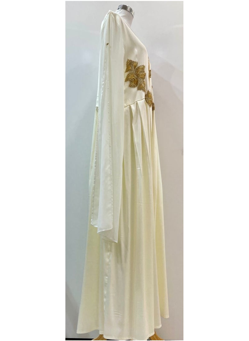 ANOHI TEXTILES - Chiffon with Crepe Embroidered Dress Color Off-White - Image 1