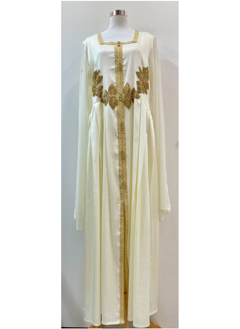 ANOHI TEXTILES - Chiffon with Crepe Embroidered Dress Color Off-White - Image 1