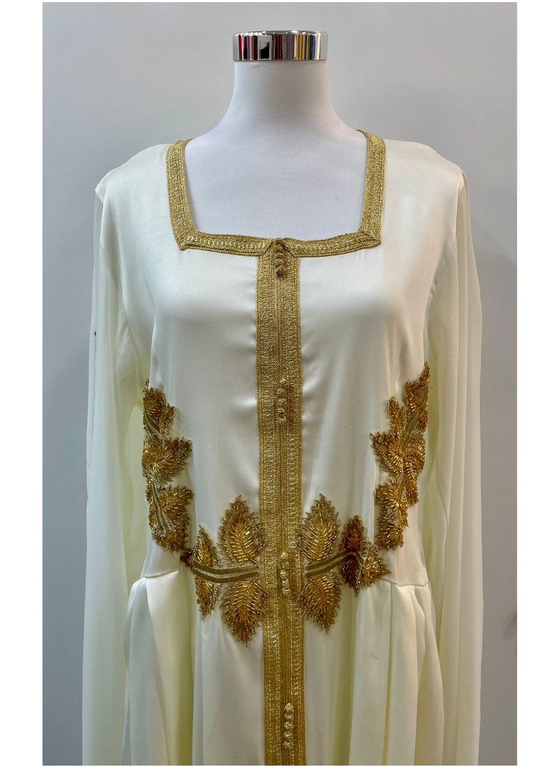 ANOHI TEXTILES - Chiffon with Crepe Embroidered Dress Color Off-White - Image 1