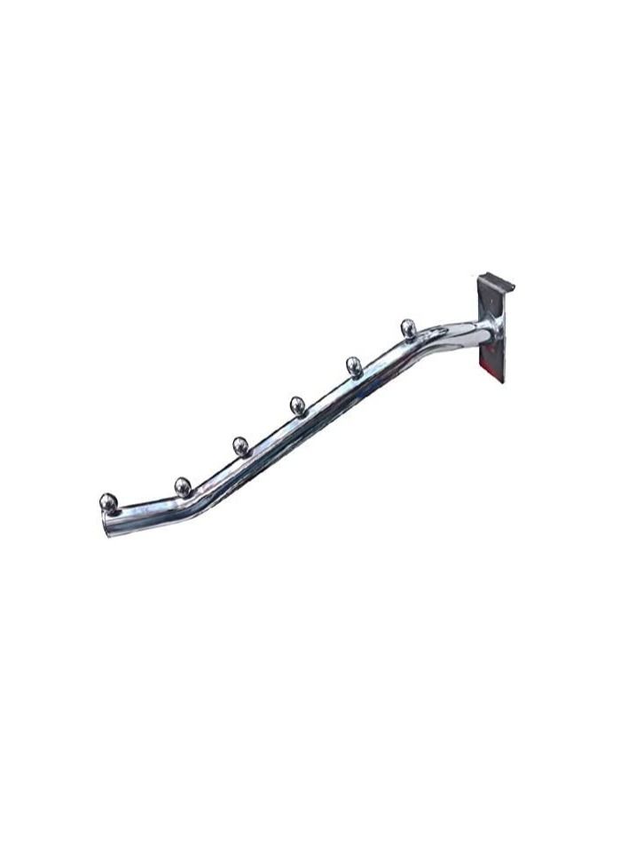 Steel Cloth Slide 6 Balls Wall Hanger - 18 Inch, Silver  - Image 1
