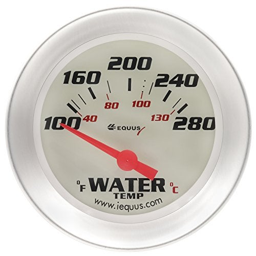 Equus 8462 2-5/8" Electric Water Temperature Gauge, White with Aluminum Bezel - Image 1