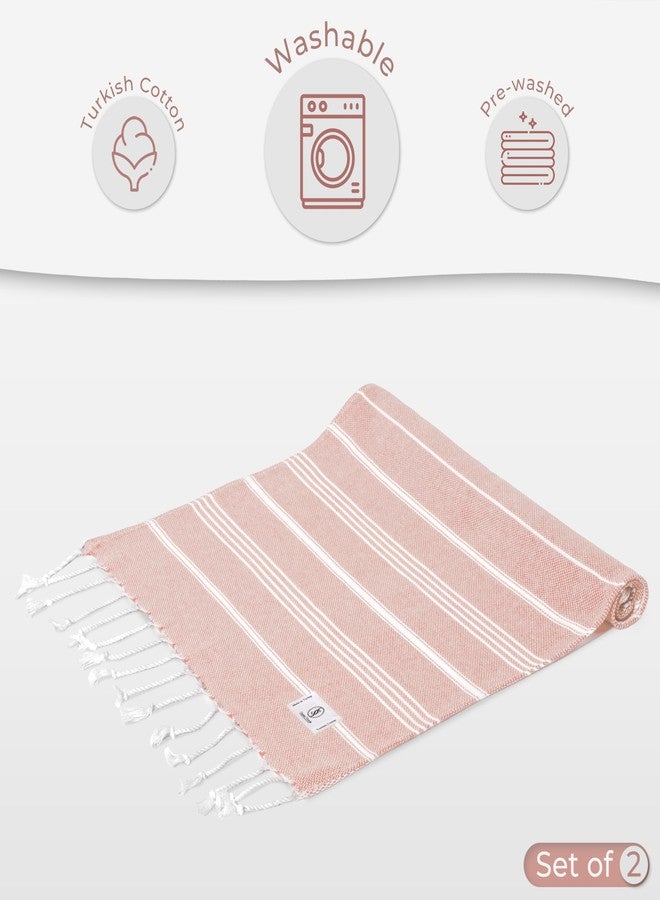 Ossano Decorative Turkish Hand Towels - Thin & Cute - Set of 2 (30" x 18") - for Powder Room & Bathroom - Multifunctional as - Guest Towels for Bathroom, Hand Towel for Kitchen, Face Cloths - Powder - Image 5