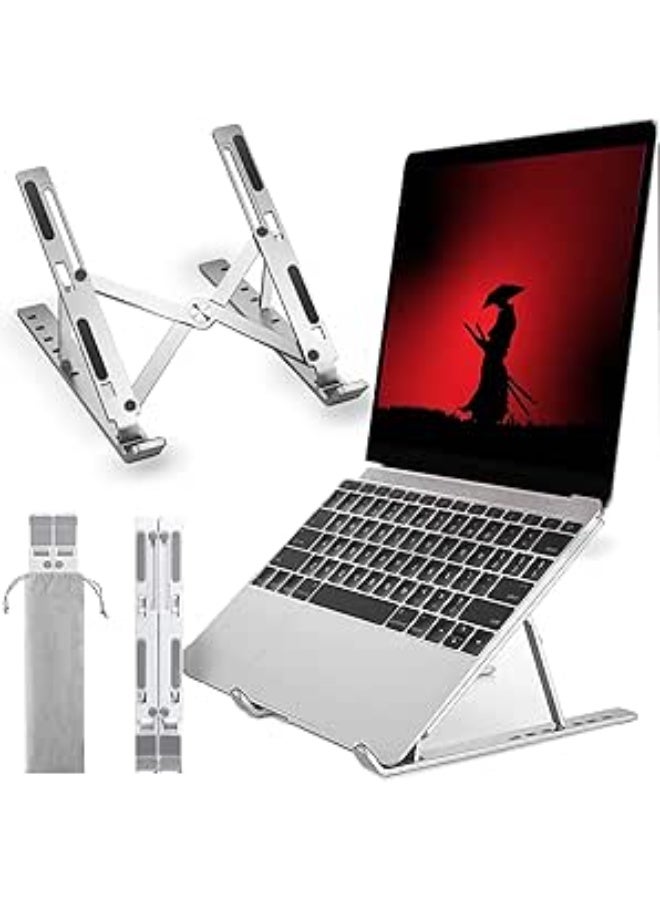 Foldable Metal Laptop Stand - 7 Height Levels - Universal Compatibility for All 10-17 Inch Devices - Non-Slip Silicone & Portable Storage Bag - Image 1