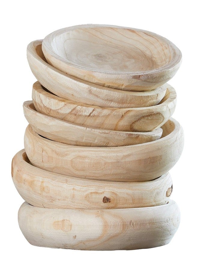 Santa Barbara Design Studio Hand Carved Paulownia Wood Serving Bowl, Medium, Natural - Image 2