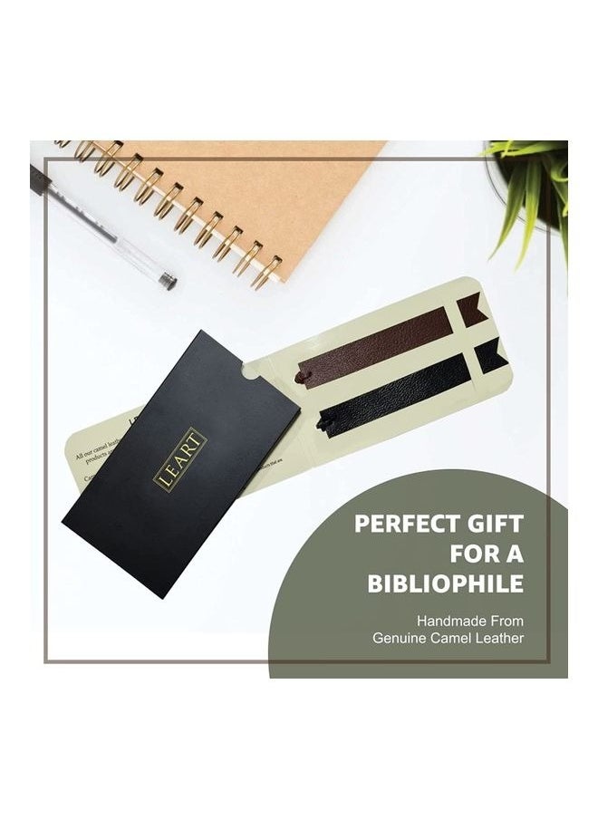 LeArt Genuine Camel Leather Bookmarks - Handmade Bookmark Leather (15x2 cm) | Bookmarks for Adults, Kids, Readers, Men & Women | Gifts for Book Lovers (Black & Brown)  - Image 4
