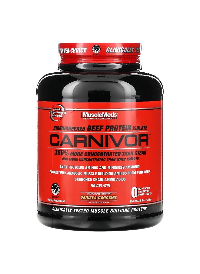 MUSCLEMEDS MuscleMeds, Carnivor, Bioengineered Beef Protein Isolate, Vanilla Caramel, 3.9 lbs (1775 g)  - Image 1